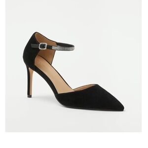 Crystal Ankle Strap Suede Pumps, 9.5